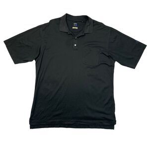 Callaway Golf Shirt Mens XL Black Performance Two Ply Pima Cotton Split Hem Polo